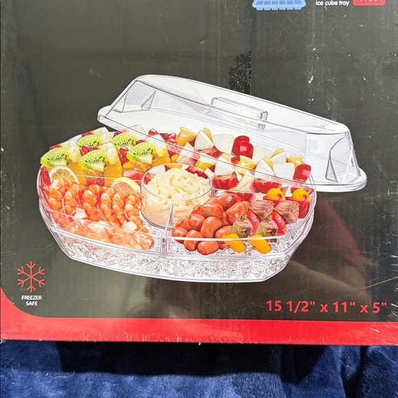 Flip Lid Ice Chill Tray - Clear Food & Ice Serving Tray - Picture 3 of 6